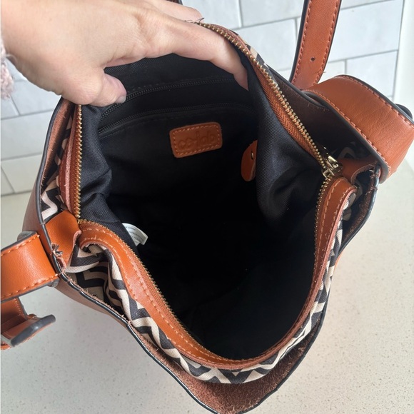 Co Lab Leather Shoulder Crossbody Brown Bag Purse removable insert NWOT - Picture 7 of 11